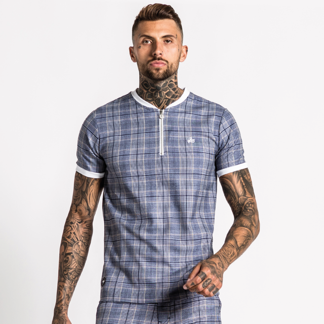 Viera Zip Tee - Navy/White/Sand