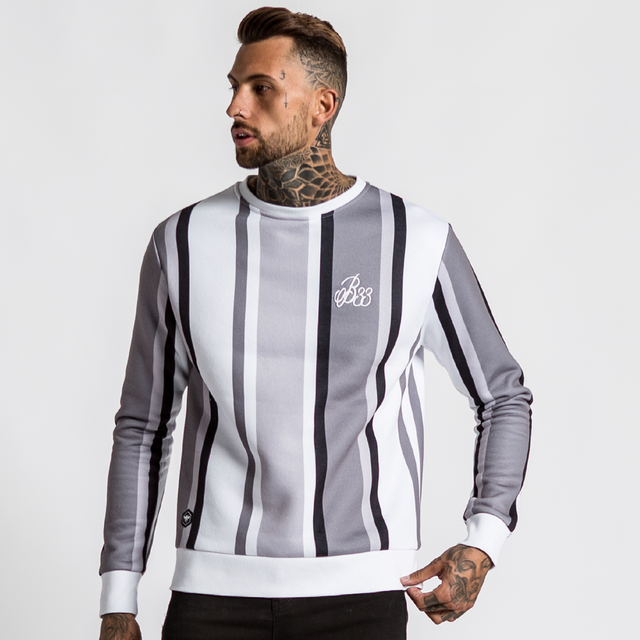 Mahlon Crew Sweater - White/Grey/Black