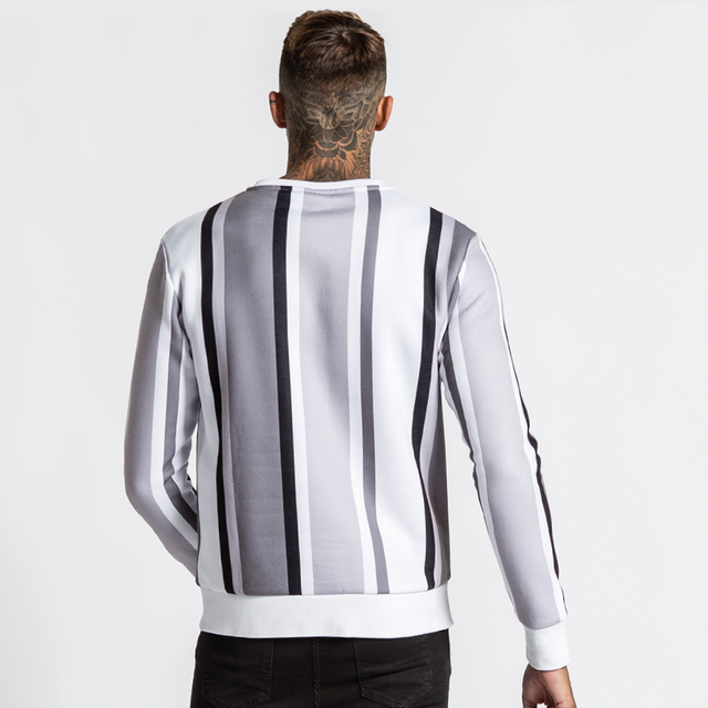 Mahlon Crew Sweater - White/Grey/Black