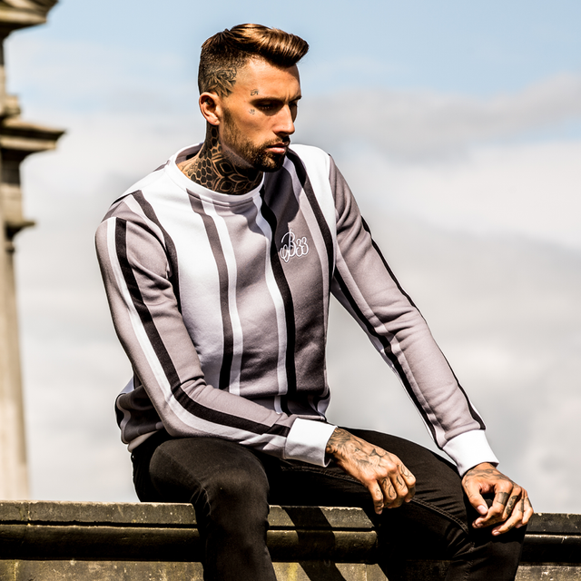 Mahlon Crew Sweater - White/Grey/Black