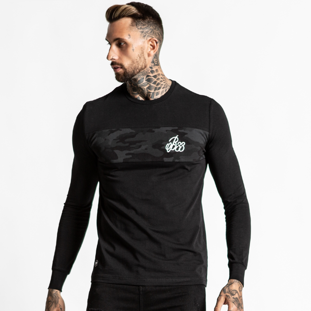 Rokin Long Sleeve Tee - Black/Black Camo