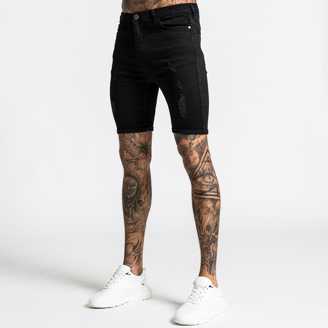 Luca Skinny Stretch Short - Distressed Jet Black