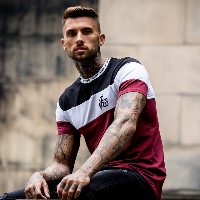 Horizon Tee - Burgundy/Black/White