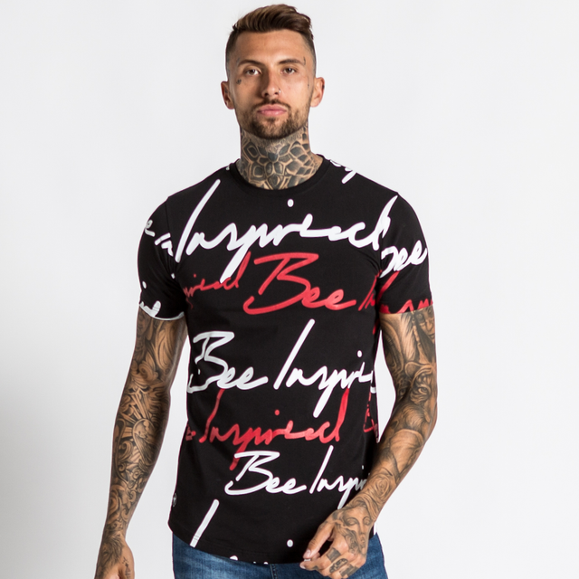 Script Tee - Black/Red/White