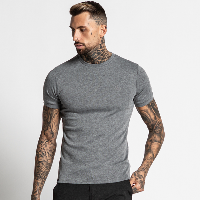 Carson Knitted Tee - Grey Marl